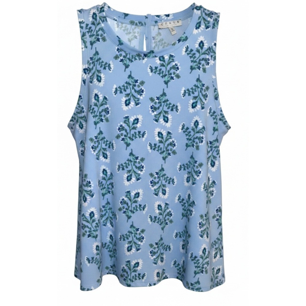 Chaus‎ New York Floral Sleeveless Blouse Medium Career Office Quiet Luxury Top